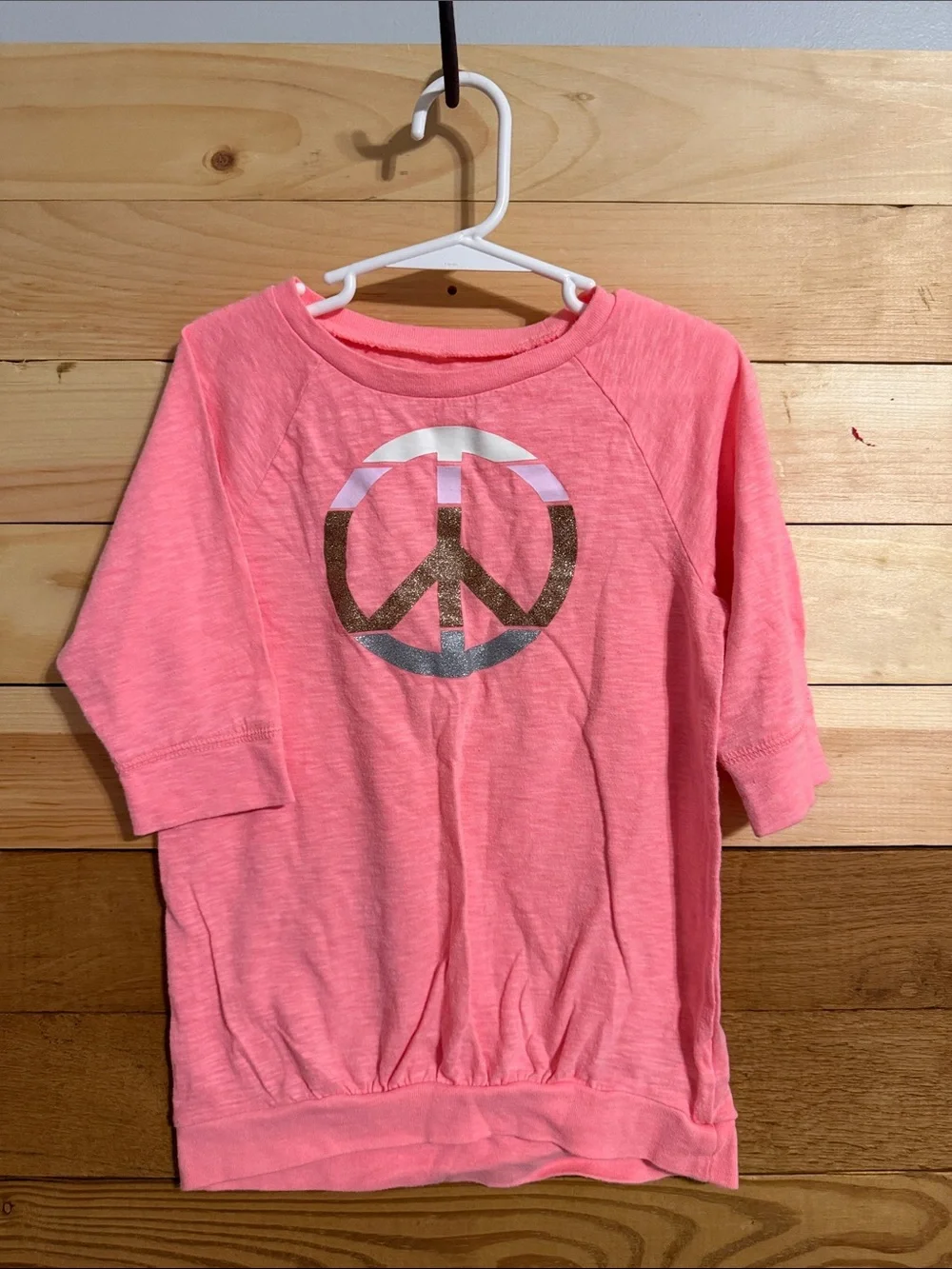OshKosh B'gosh Coral Pink Girls' Glitter Peace shirt